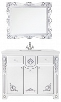 Водолей Мебель для ванной "Версаль 105" белая/серебро, зеркало Кармен в раме